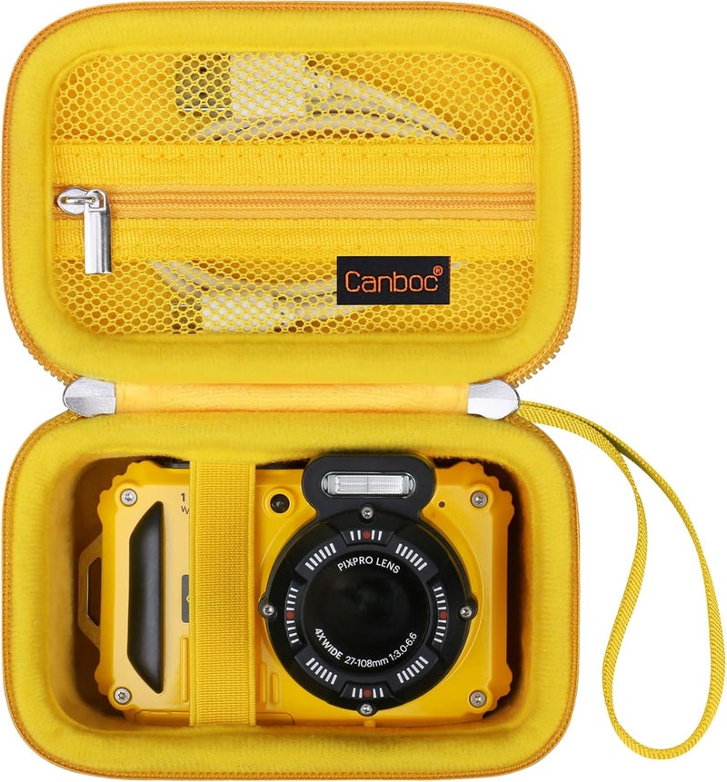 Canboc حقيبة حمل لكاميرا كوداك PIXPRO WPZ2 الرقمية المقاومة للماء، جيب شبكي يناسب كابل USB، أصفر (حقيبة فقط) - Image 1